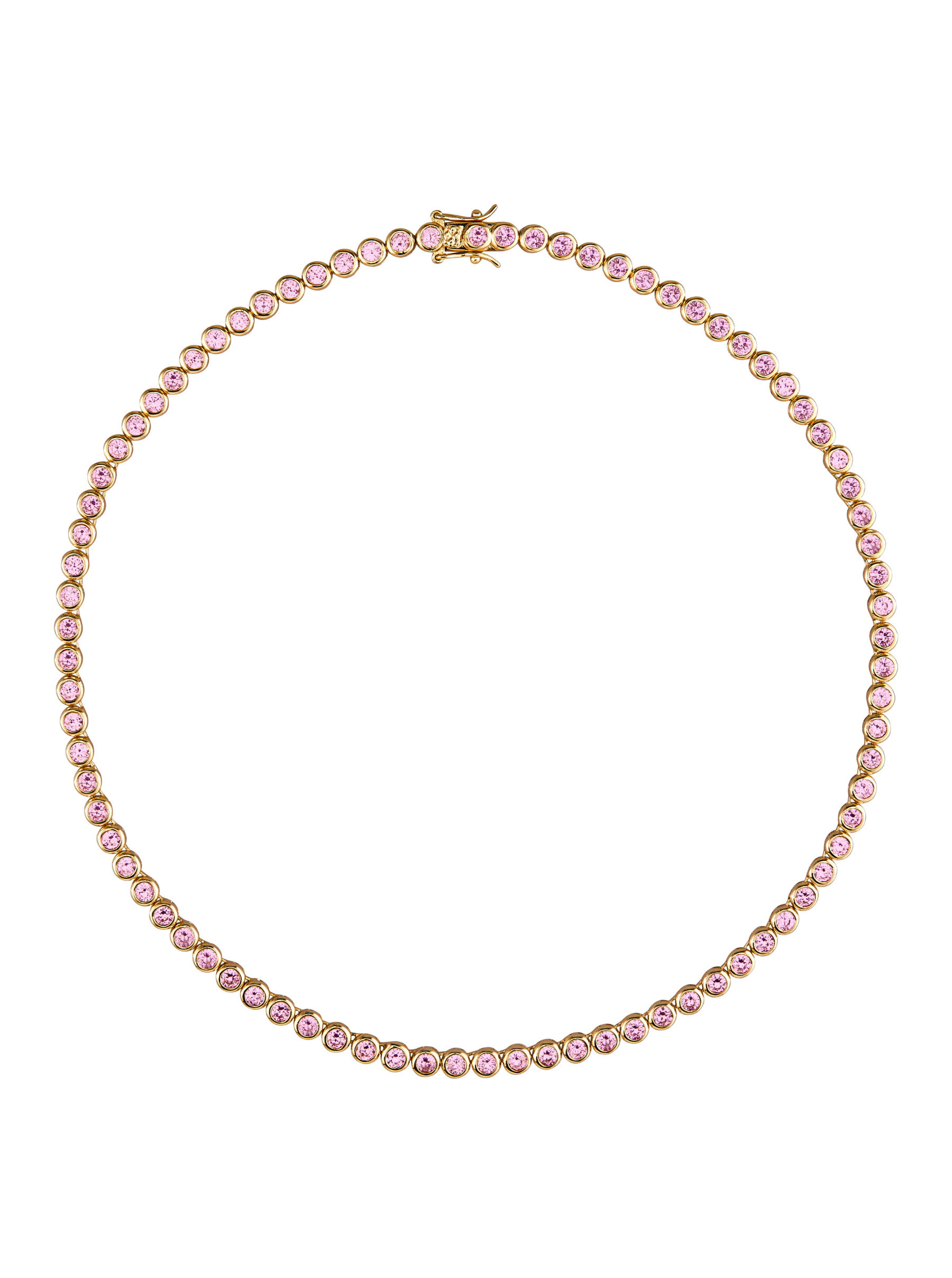 Pink Sapphire Heart on Bezel Diamond Necklace 18K Gold | The Private Room Jewelry