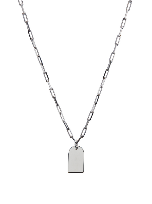 Small Dog Tag ID Necklace, Silver