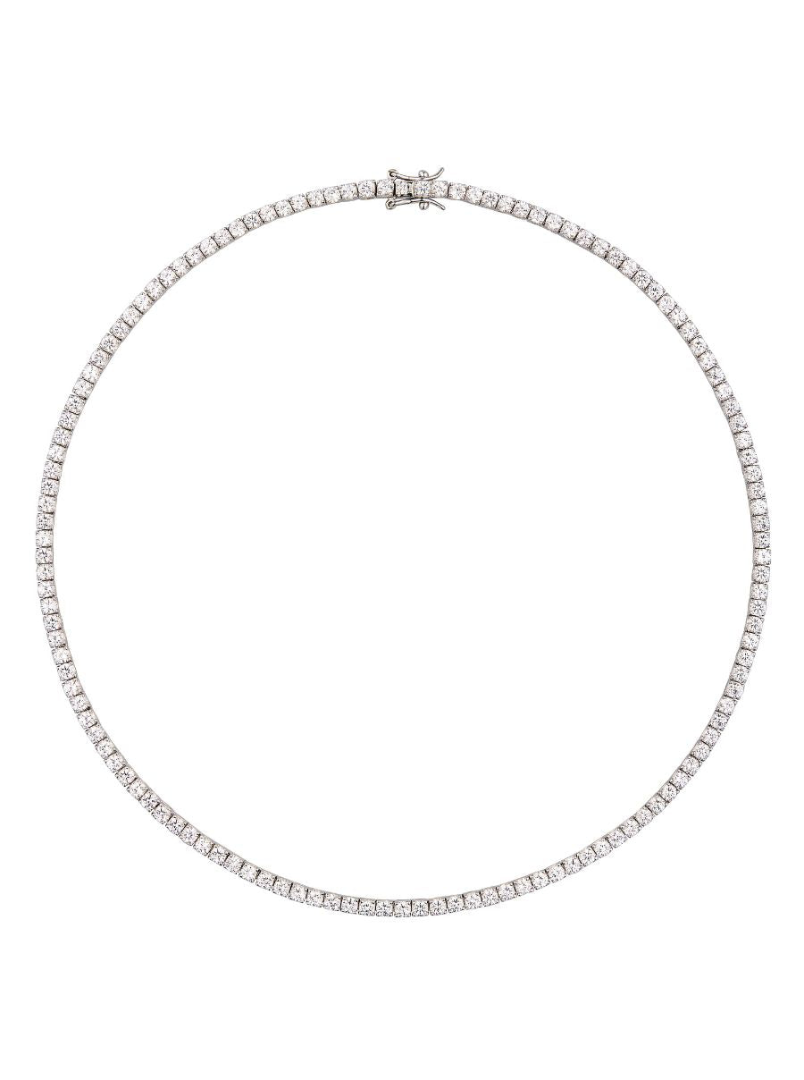 MOSS ROUND CUT, 3MM 4-PRONG, LAB WHITE SAPPHIRE SILVER RIVIÈRE NECKLACE - Dorsey product image