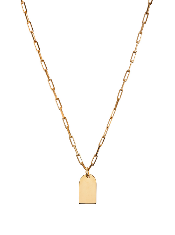14K Gold Small Dog Tag Necklace
