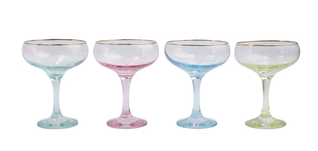 Vietri Rainbow Jewel Tone Assorted Martini Glasses - Set of 4