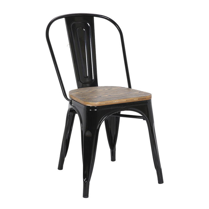 Burton Metal Chair Black With Zebra Wood Seat 18