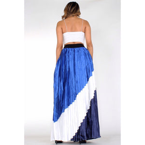 pleated satin maxi skirt