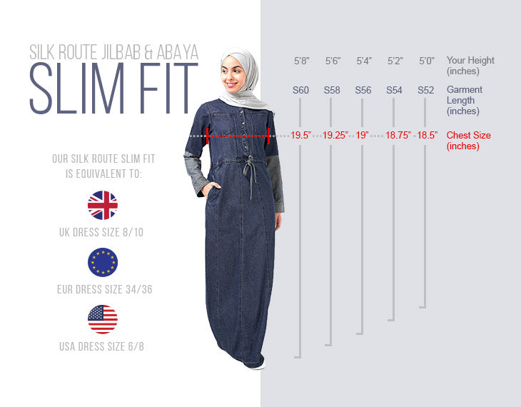 Abaya Jilbab Slim fit size