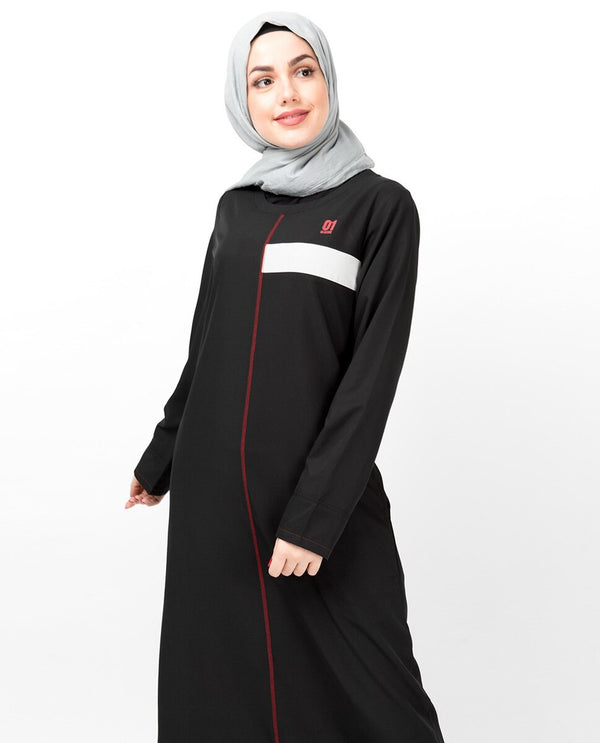 Abaya Jilbab in Black Contrast Trim - ModestPath.com