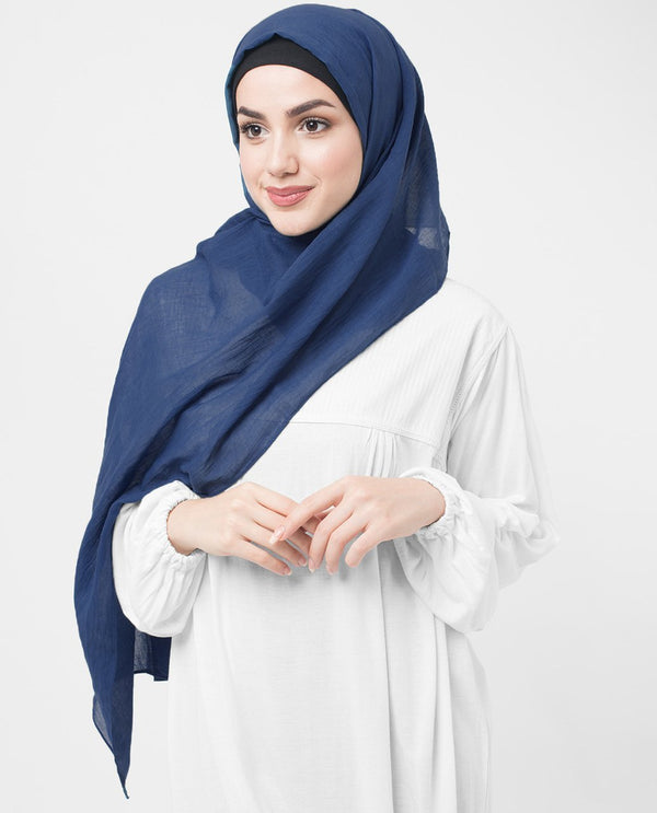 Cotton Voile  Hijab Scarf Shawl  Classic Blue