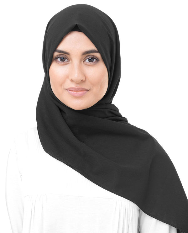 Cotton Voile Hijab Scarf Shawl in Jet Black - ModestPath.com