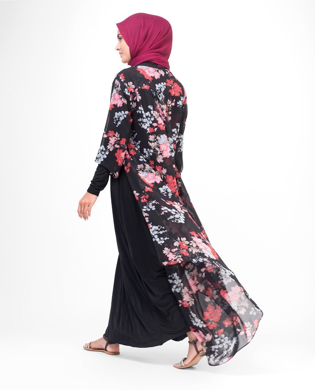 long black floral kimono