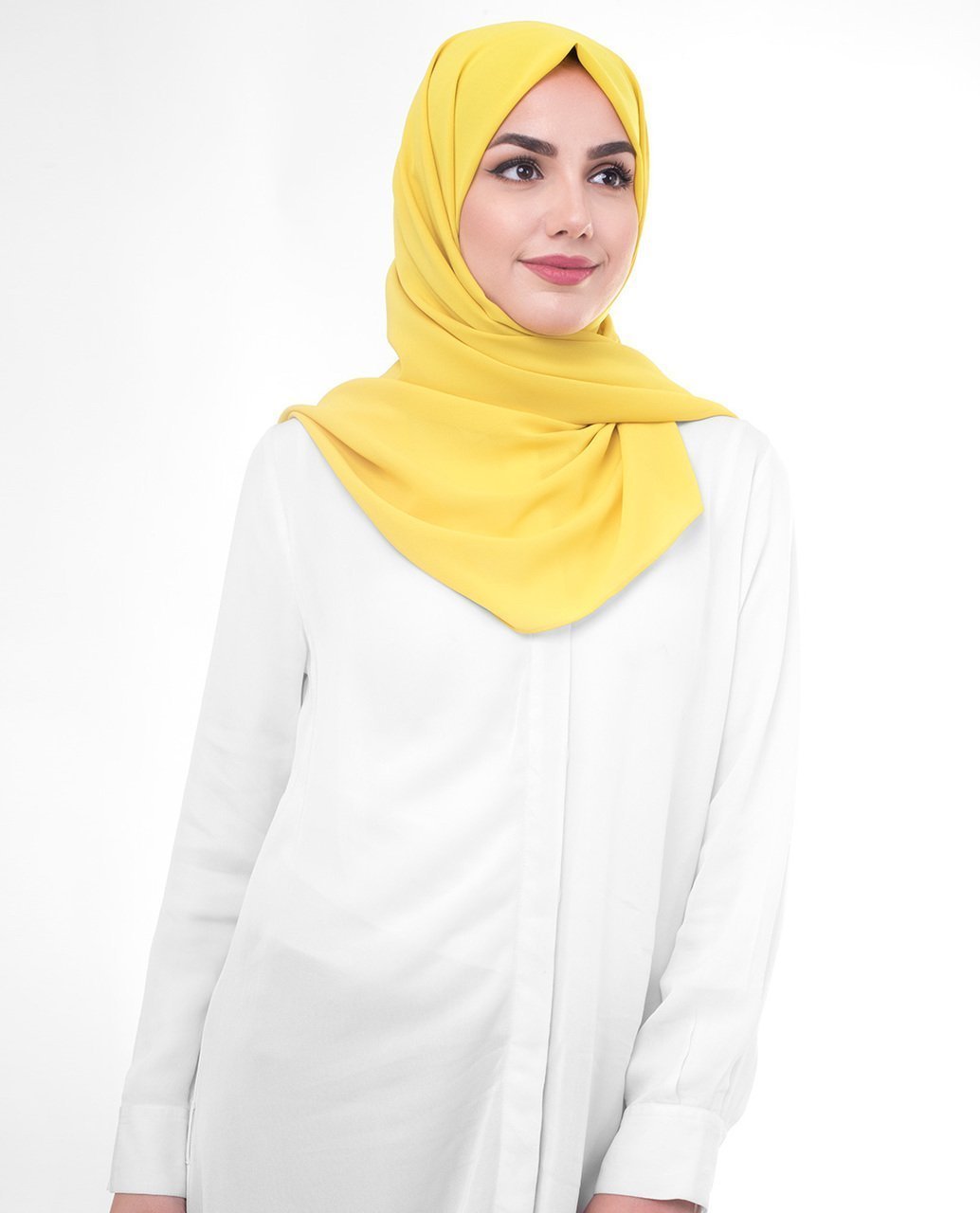 Cotton Voile Hijab Scarf Shawl in Lemon Grass Yellow 