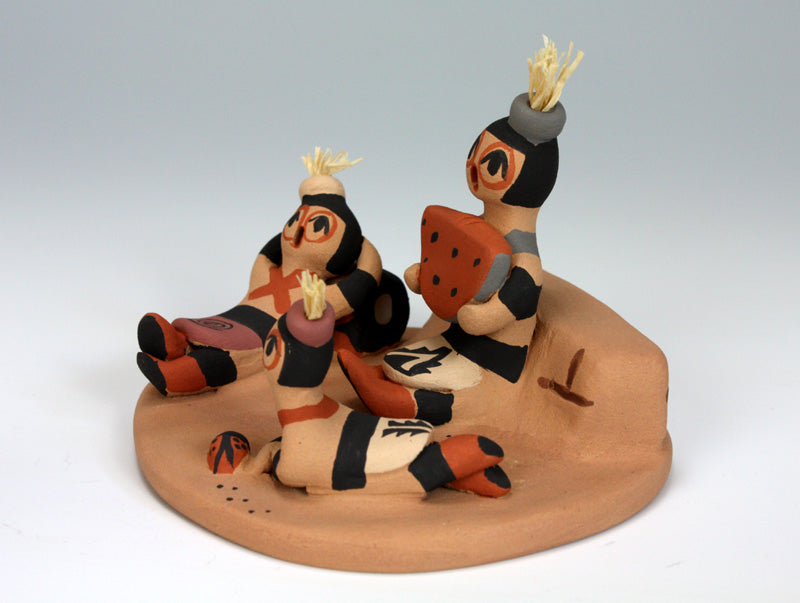 Jemez Pueblo American Indian Pottery Koshari Scene - Chrislyn Fragua