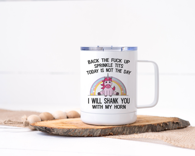 Back the F up Sprinkle Tits Double Walled Tumbler Please List Font