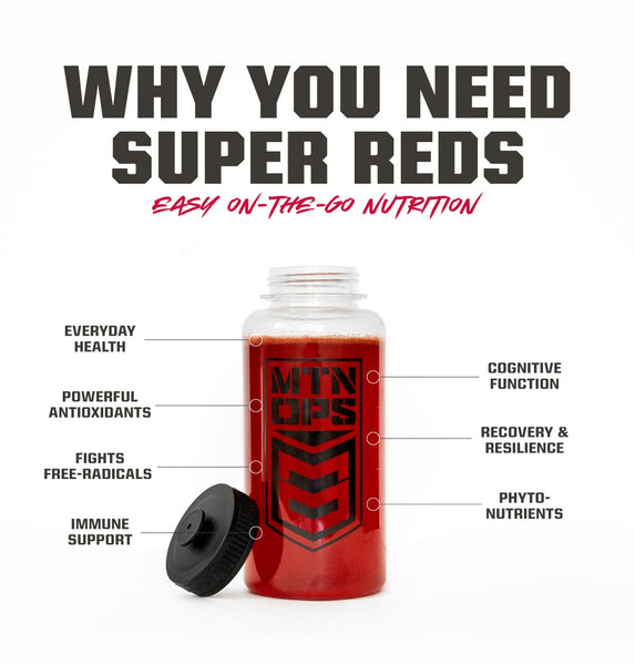 Key benefits of our SUPER REDS in every serving. Maximize your health today.