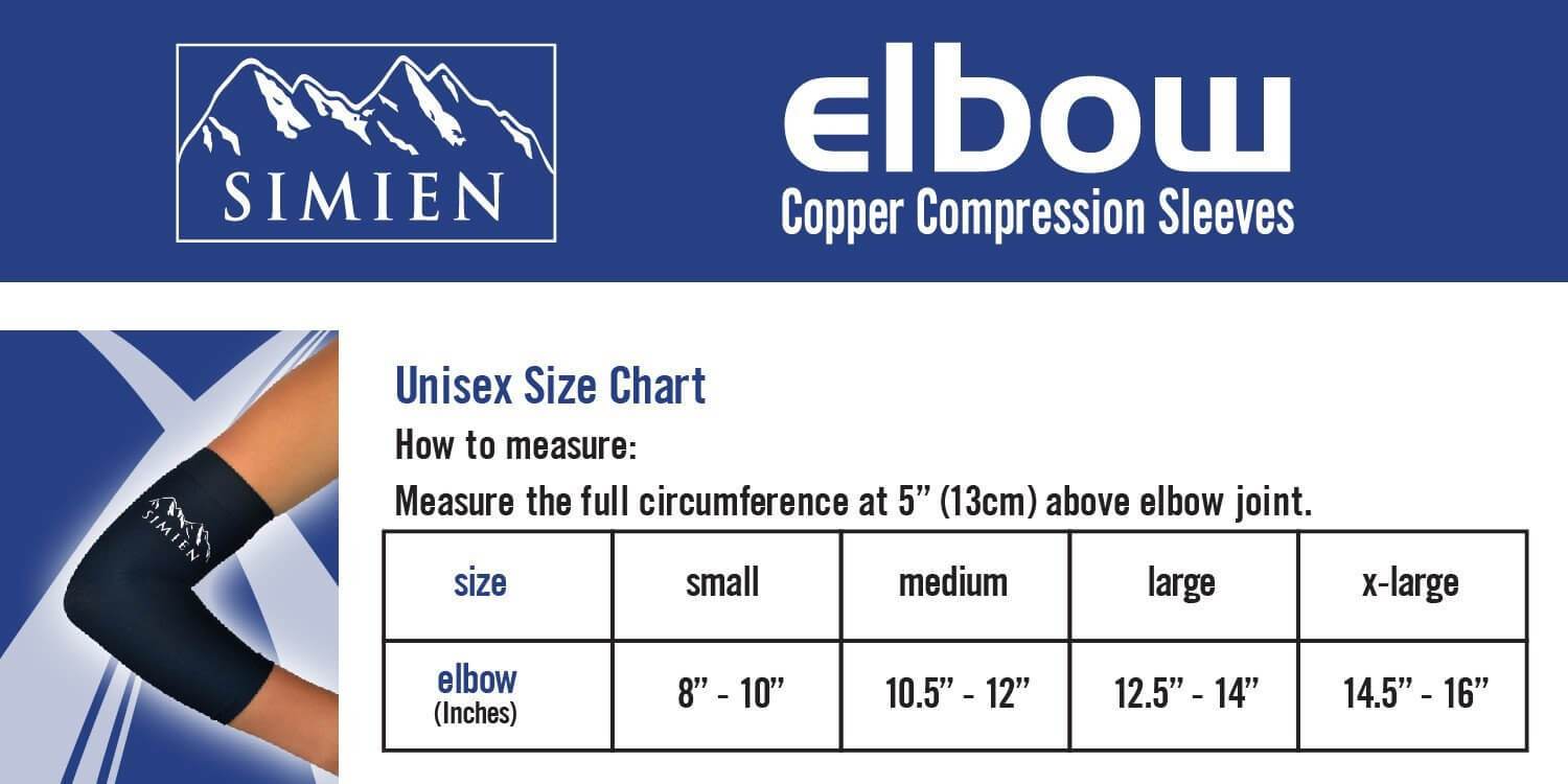 Copper Compression Elbow Sleeve Size Chart