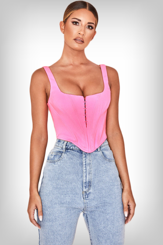 Pink Boned Bustier Corset Top | Call 