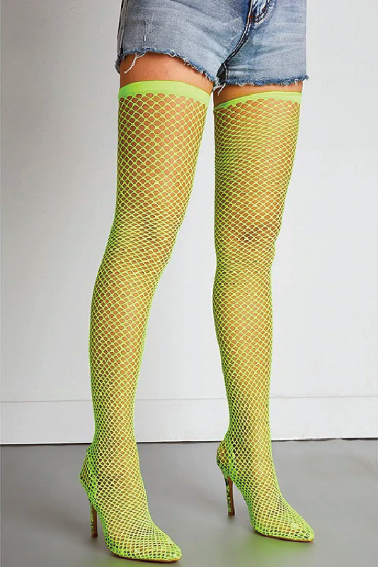 lime green thigh high boots