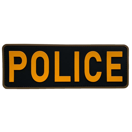 uuKen 8x4 inches Large PVC Rubber Police Officer Patch 4x8 inc Hook Ba