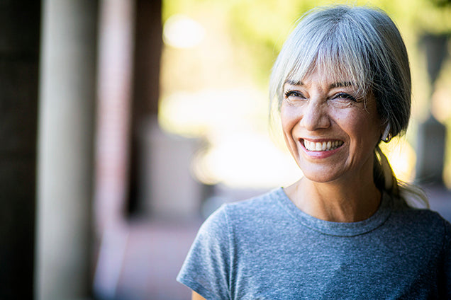older woman smiling - omega 3 and menopause relief