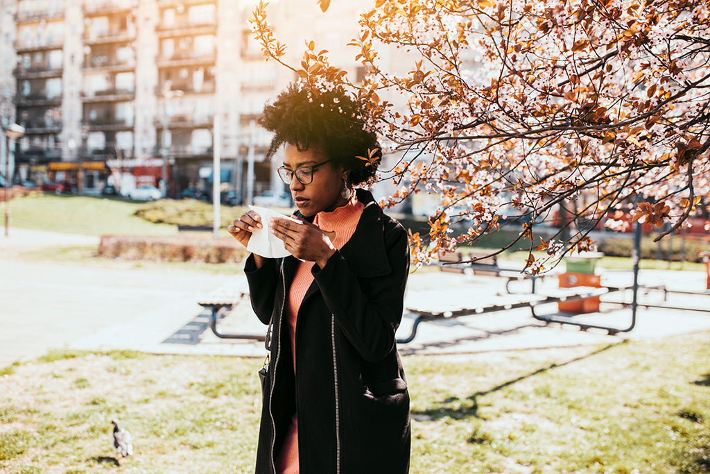 woman with seasonal spring allergies