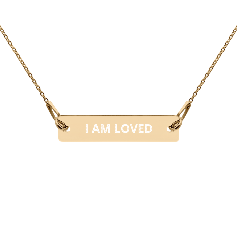I AM LOVED Engraved Bar Chain Necklace - WESTHUNDRED