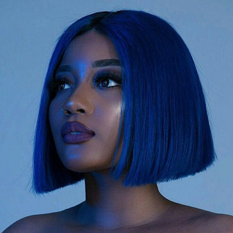 short blue bob wig