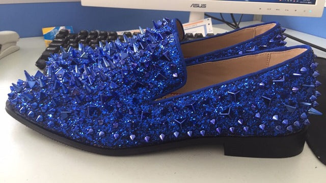 blue spiked dress shoes