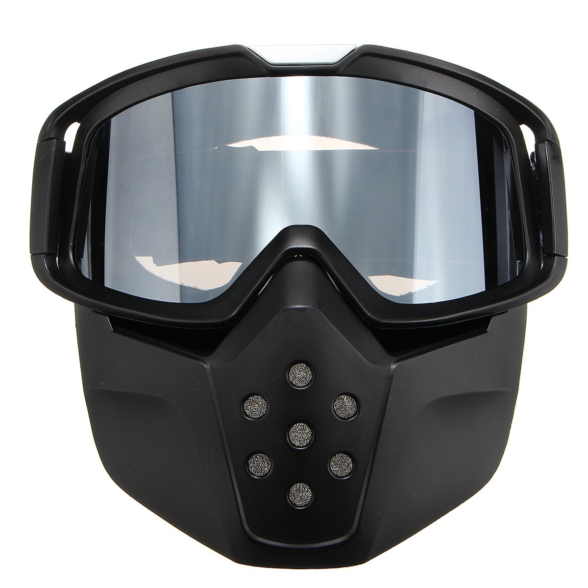 Motorcycle Helmet Silver Lens Detachable Goggles Face Mask Shield Mout ...