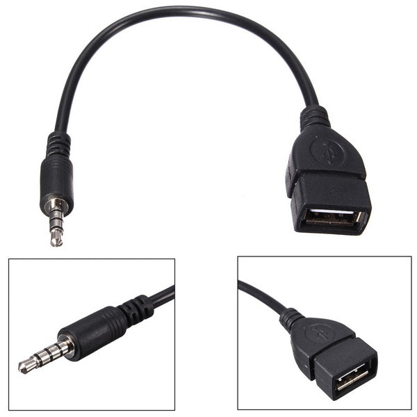 3.5mm Male Audio AUX Jack to USB 2.0 Type A Female Converter Adapter C