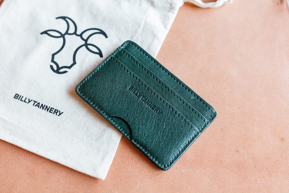 Billy Tannery Green Leather Cardholder Unisex Gifts