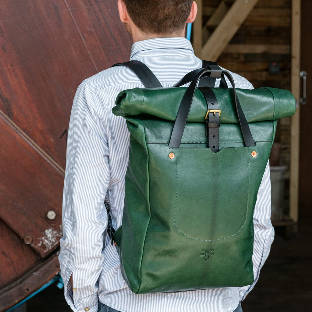 Goat Leather Roll Top Backpack