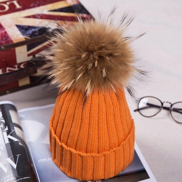 orange pom hat