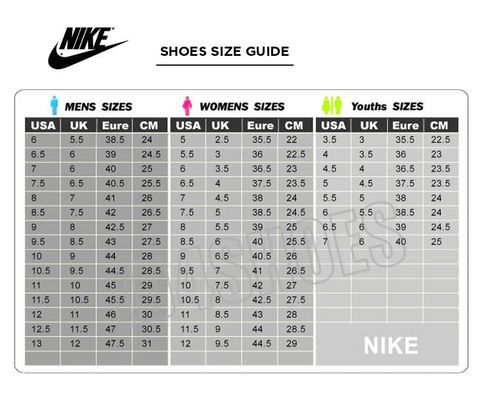 Nike Size Guide – Lamarc Sports