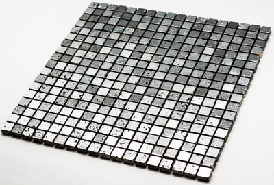 Cubic Greyscale Stone Mosaic Tile