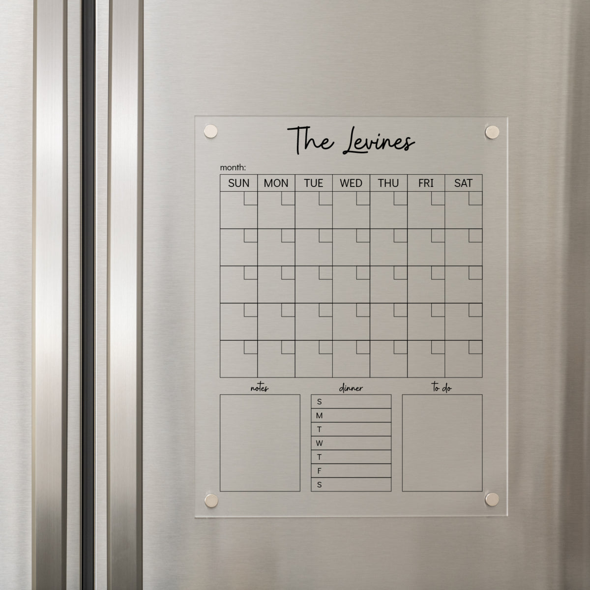 Minimalistic Monthly Calendar for Fridge