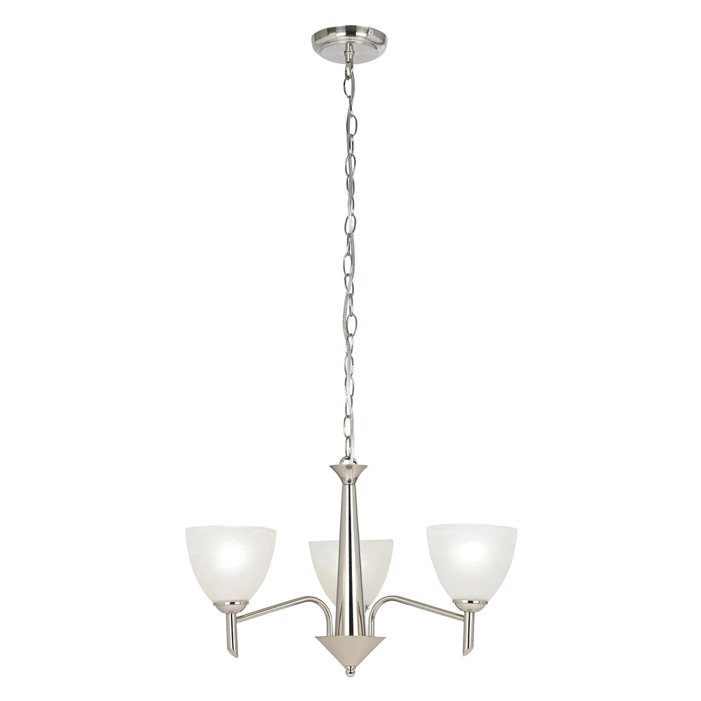 3 Bulb Satin Nickel Ceiling Light With Alabaster Glass
