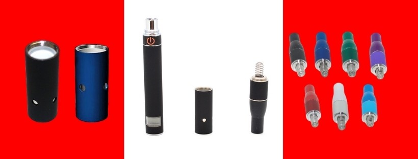Different Styles of Vape Chambers, Mouthpieces and a Vape