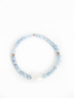 Swirls of Blue and White Bracelet | Simple Everyday Stretch Bracelet