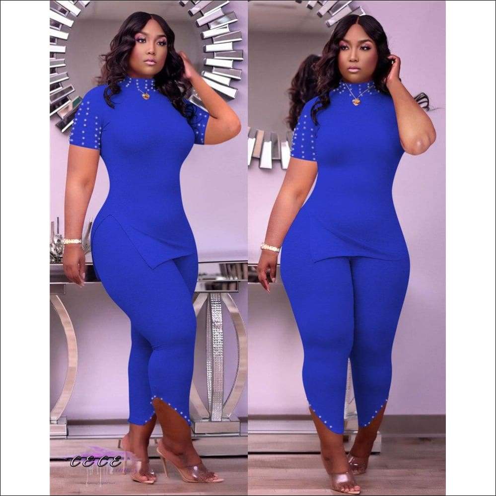 CECE Clothing - ’Curvy & Pearly’ Casual Two Piece Turtleneck Shirt ...