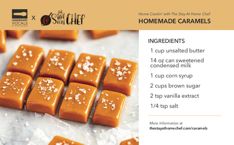 Recipe for homemade salted caramels from The Stay at Home Chef. Available here: https://thestayathomechef.com/caramels/