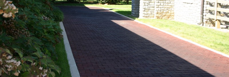 rubber pavers leading to barn