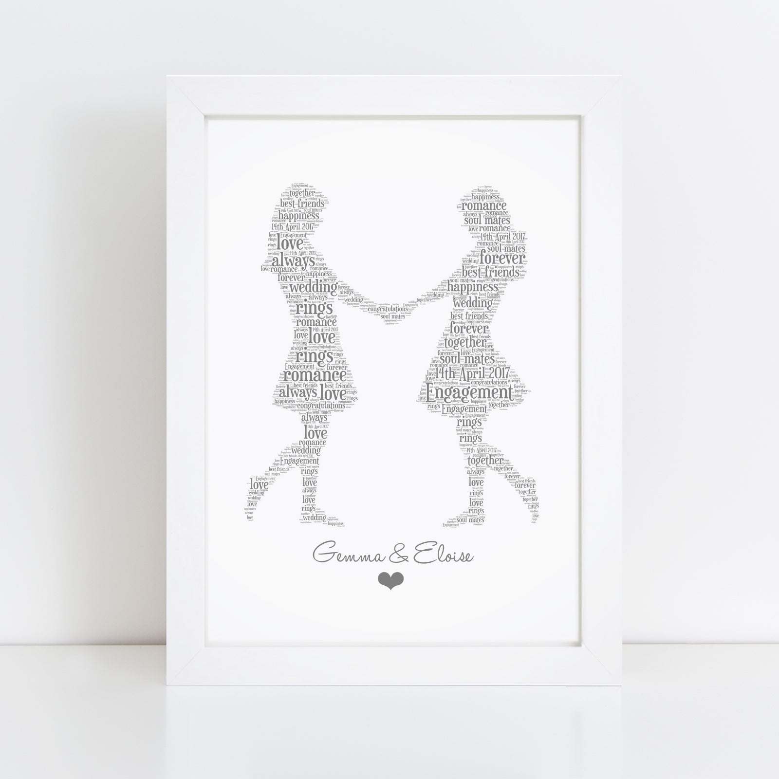 Personalised Same Sex Gay Couple Word Art Print Violet Grace