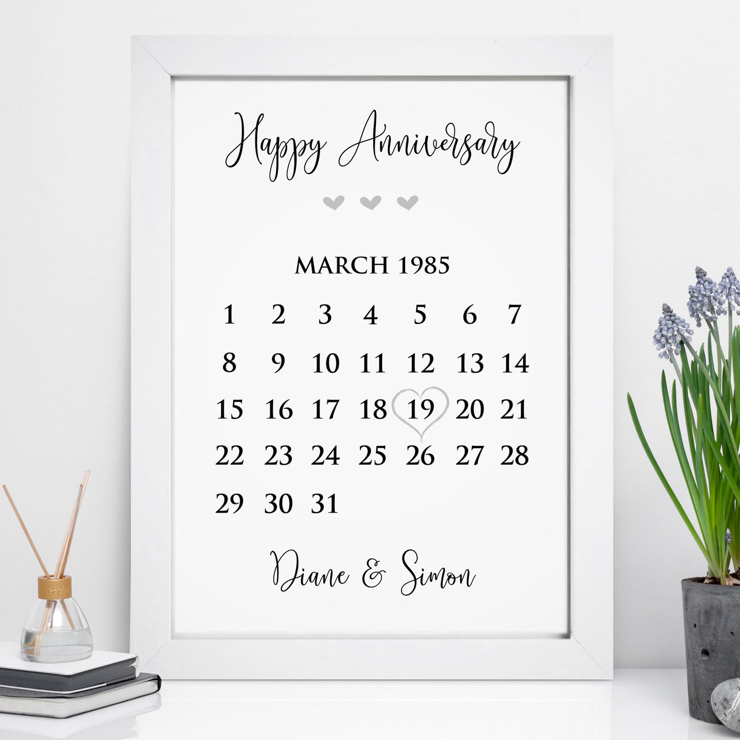 Personalised Anniversary Calendar Print Violet Grace