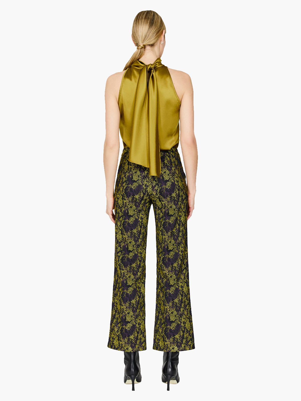 Scattered Dot Flat Front Straight Leg Pant | Yellow Combo