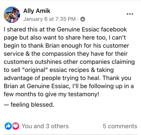 genuine essiac customer service