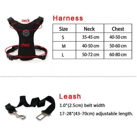 Car Seat Safety Belt Harness And Leash For Small Medium Large Dogs ...