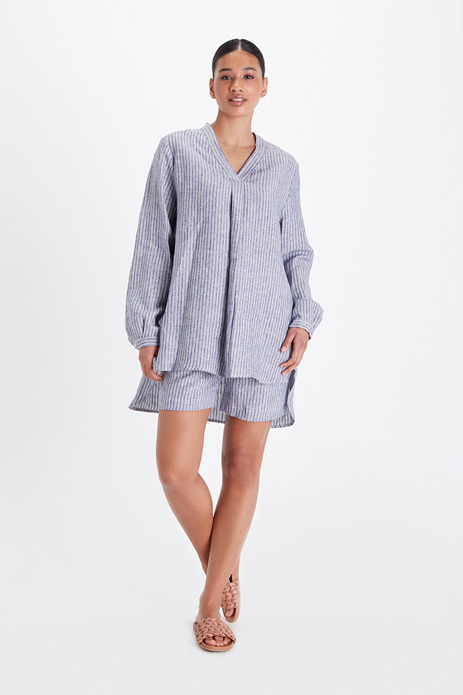 Stylish & Soft Petra Shirt Dress - Striped Linen | Neu Nomads