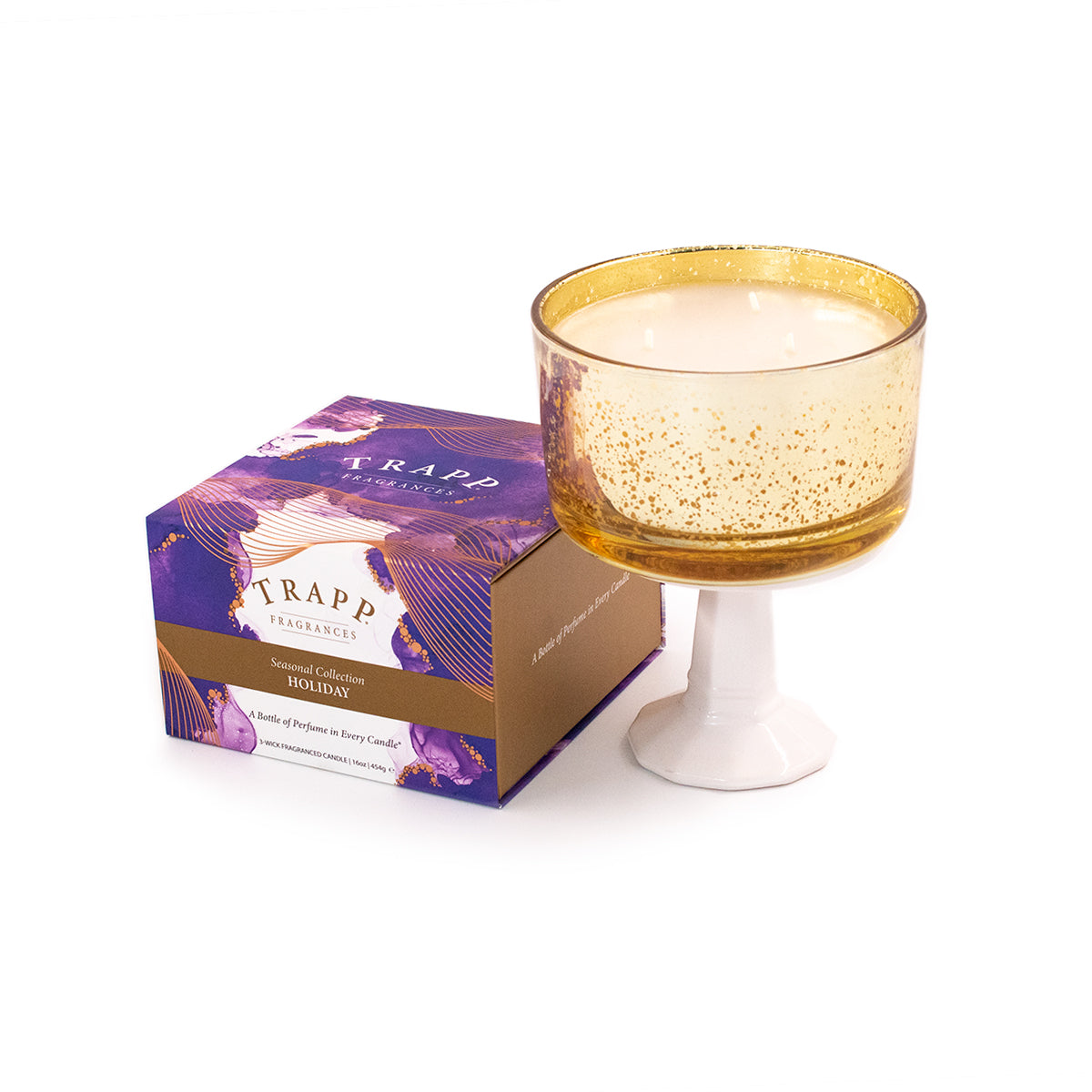 Trapp Holiday 16 oz 3 Wick Gold Glass Candle