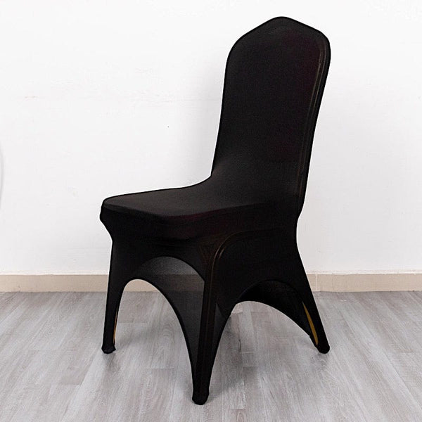 Swag Back Ruched Spandex Banquet Chair Cover – Black – StatiX Event Rentals