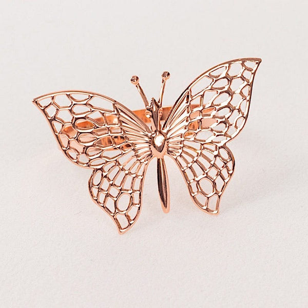 5 Metallic Gold Butterfly Napkin Rings Party Dining Table Decorations