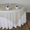 60 inch Champagne Square Organza Table Overlay