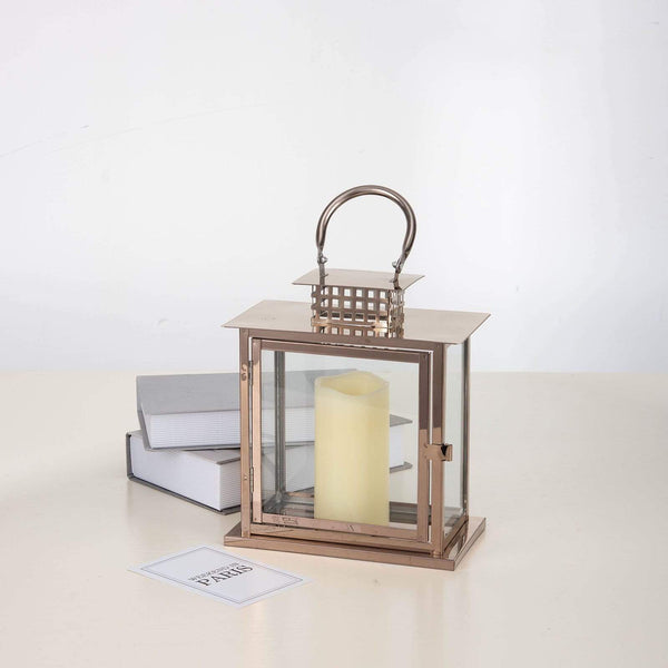 Buy Gold Tiger Striped Metal Lantern with Candles